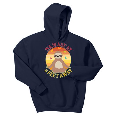 Funny Sloth Namast'ay 6 Feet Away Kids Hoodie