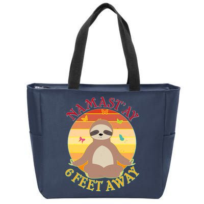 Funny Sloth Namast'ay 6 Feet Away Zip Tote Bag