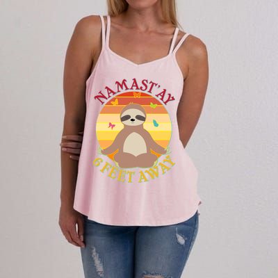 Funny Sloth Namast'ay 6 Feet Away Women's Strappy Tank