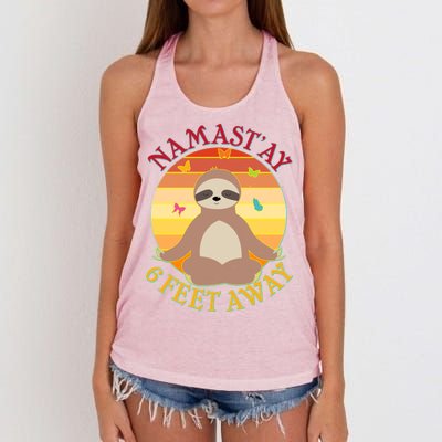 Funny Sloth Namast'ay 6 Feet Away Women's Knotted Racerback Tank