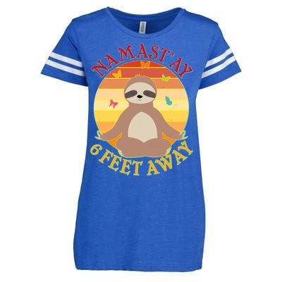 Funny Sloth Namast'ay 6 Feet Away Enza Ladies Jersey Football T-Shirt