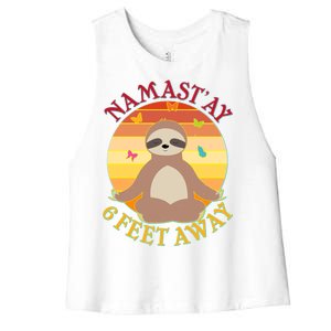 Funny Sloth Namast'ay 6 Feet Away Women's Racerback Cropped Tank