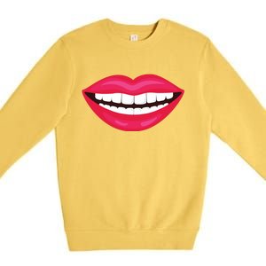 Funny Smile Lips Premium Crewneck Sweatshirt