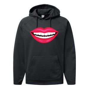 Funny Smile Lips Performance Fleece Hoodie