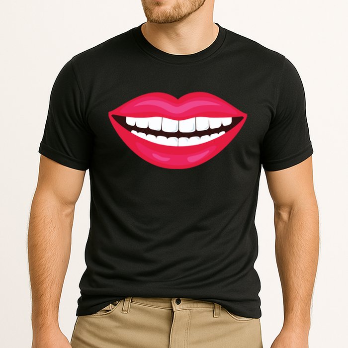 Funny Smile Lips Cooling Performance Crew T-Shirt