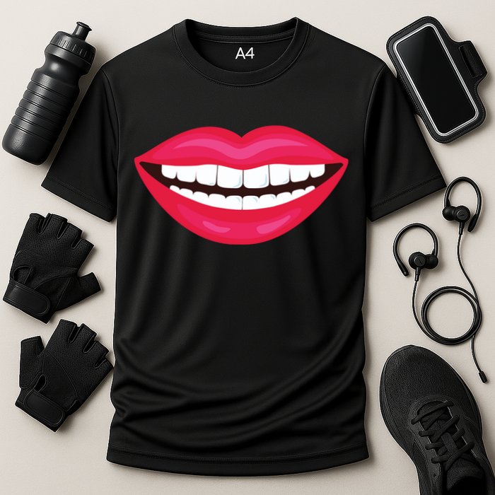 Funny Smile Lips Cooling Performance Crew T-Shirt