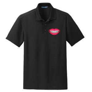 Funny Smile Lips Dry Zone Grid Polo