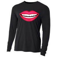 Funny Smile Lips Cooling Performance Long Sleeve Crew