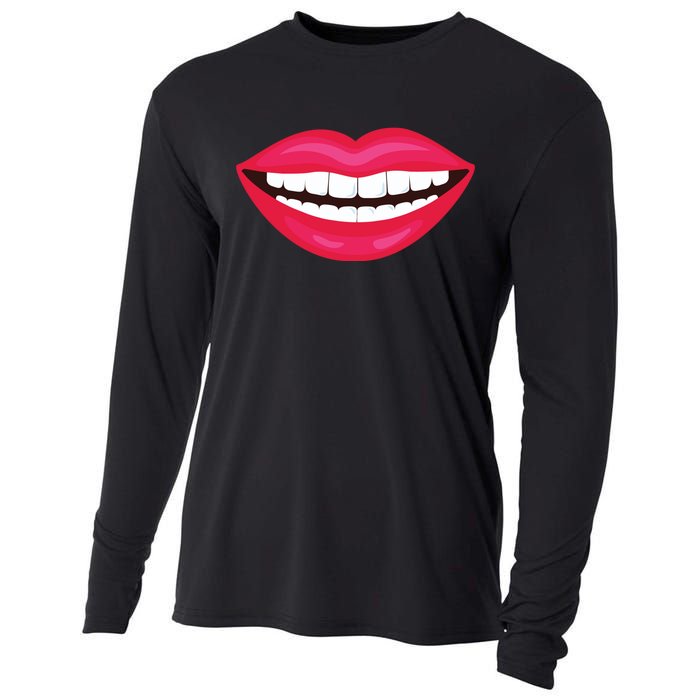 Funny Smile Lips Cooling Performance Long Sleeve Crew