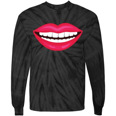 Funny Smile Lips Tie-Dye Long Sleeve Shirt