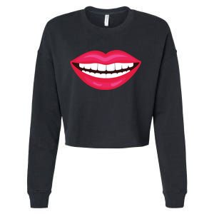 Funny Smile Lips Cropped Pullover Crew