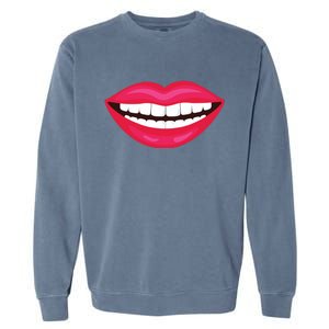 Funny Smile Lips Garment-Dyed Sweatshirt