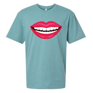 Funny Smile Lips Sueded Cloud Jersey T-Shirt