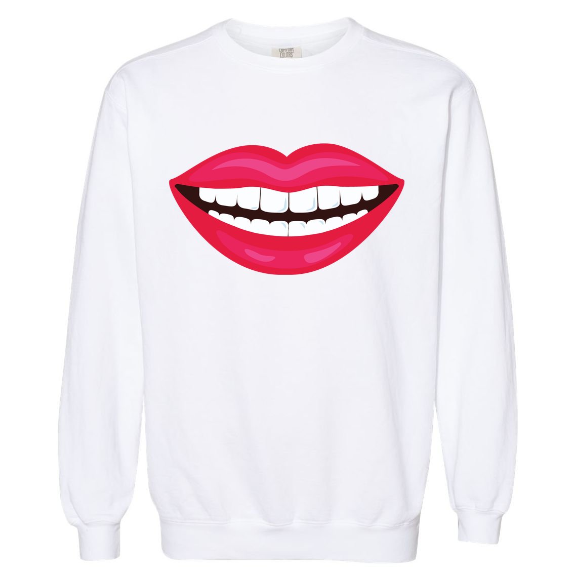 Funny Smile Lips Garment-Dyed Sweatshirt