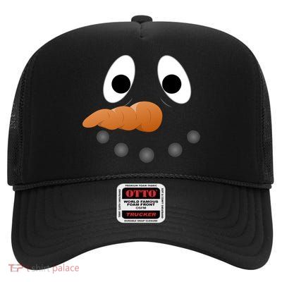 Funny Snowman Face High Crown Mesh Back Trucker Hat