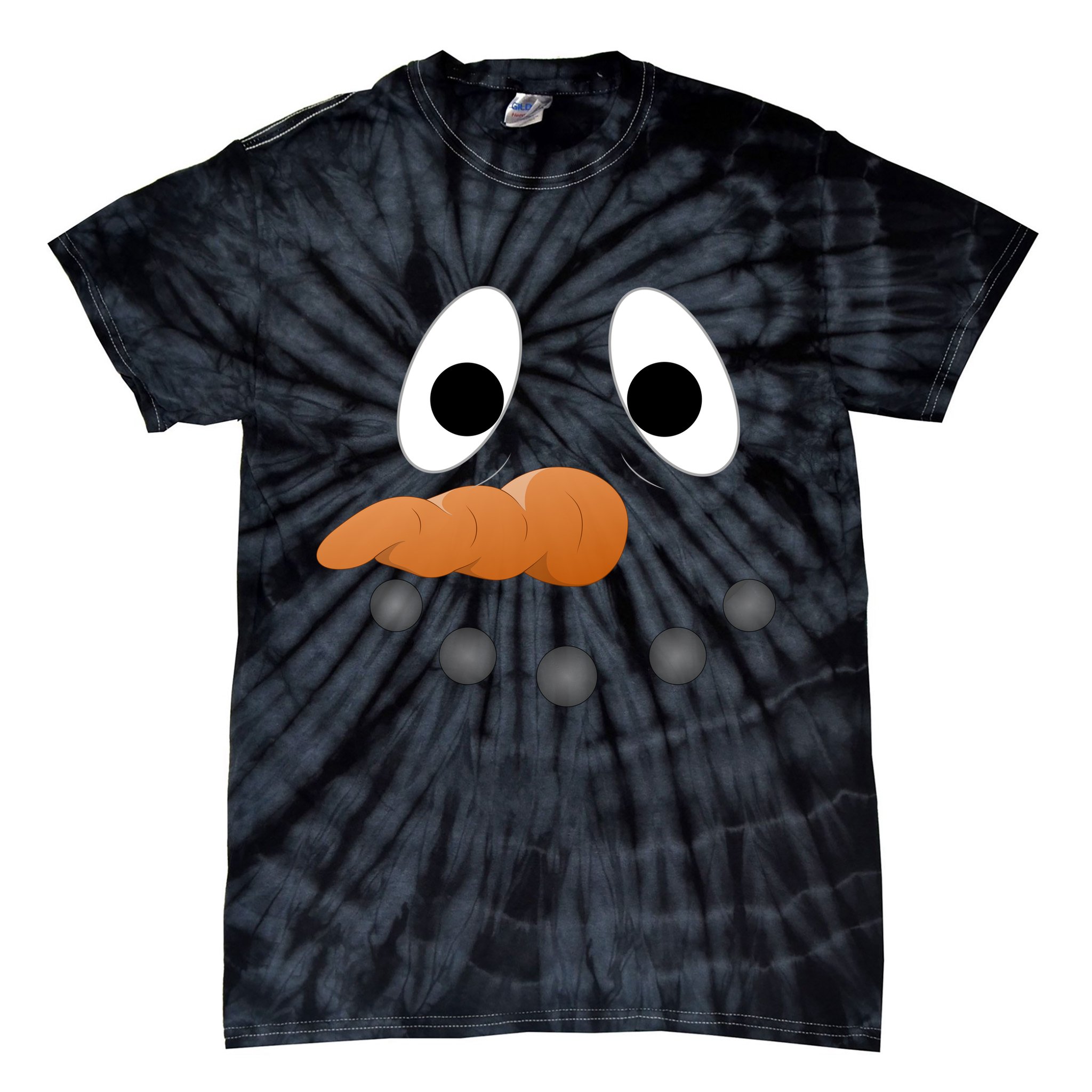 Funny Snowman Face Tie-Dye T-Shirt