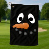 Funny Snowman Face Golf Towel