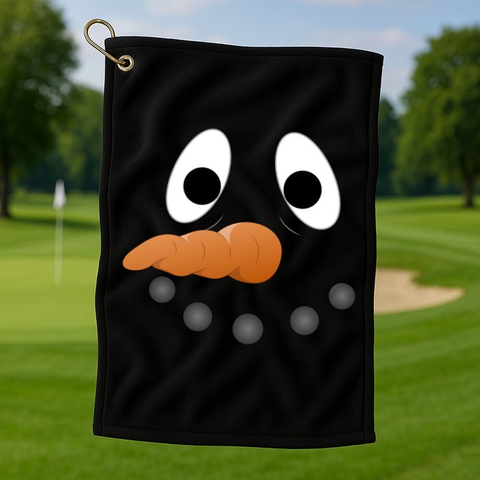 Funny Snowman Face Golf Towel