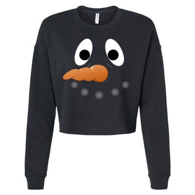 Funny Snowman Face Cropped Pullover Crew