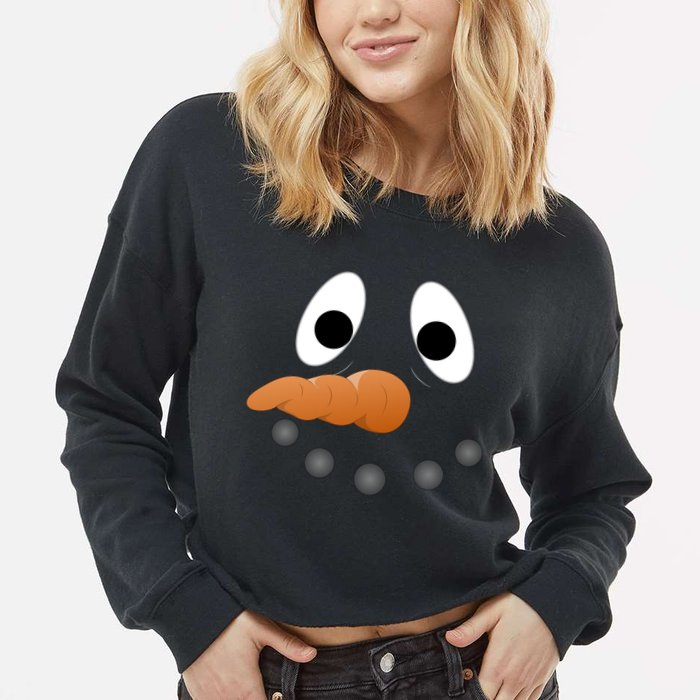 Funny Snowman Face Cropped Pullover Crew