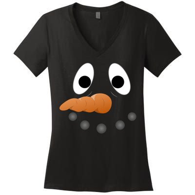 Funny Snowman Face Women's V-Neck T-Shirt