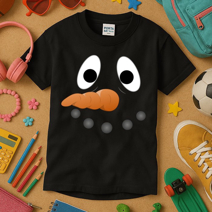 Funny Snowman Face Kids T-Shirt