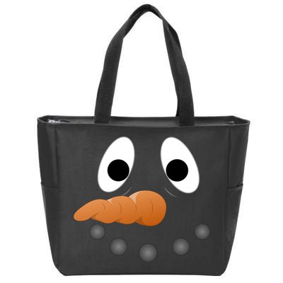 Funny Snowman Face Zip Tote Bag