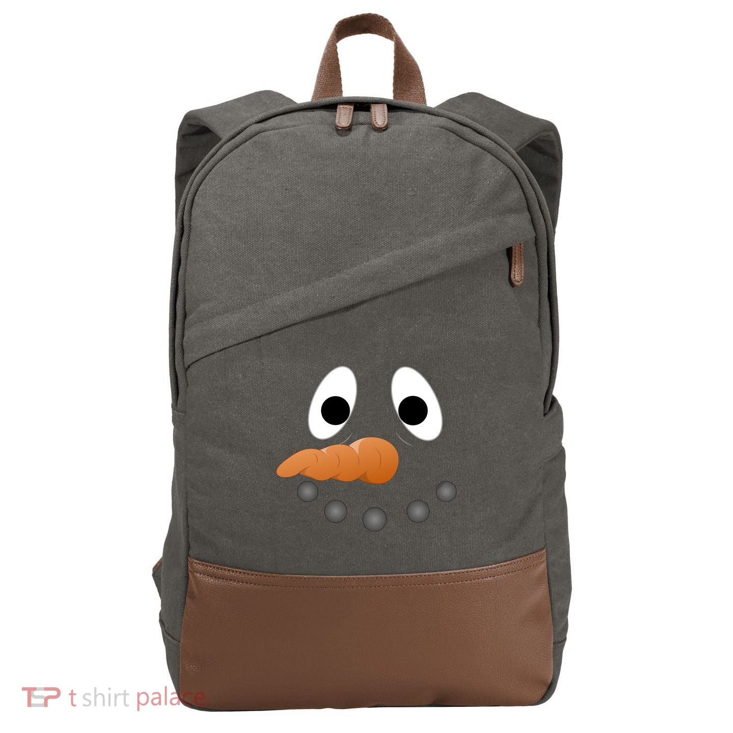 Funny Snowman Face Cotton Canvas Backpack