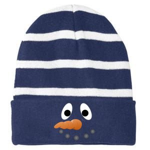 Funny Snowman Face Striped Beanie with Solid Band