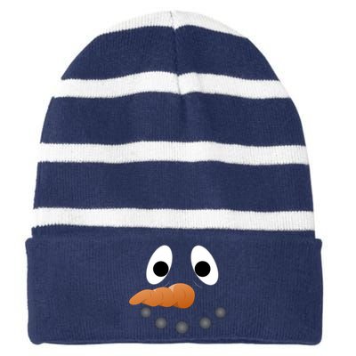 Funny Snowman Face Striped Beanie with Solid Band