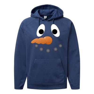 Funny Snowman Face Performance Fleece Hoodie