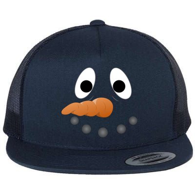 Funny Snowman Face Flat Bill Trucker Hat