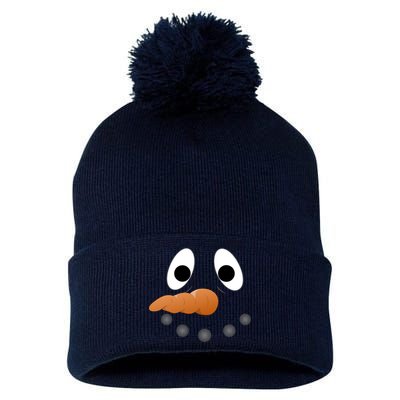 Funny Snowman Face Pom Pom 12in Knit Beanie