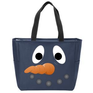 Funny Snowman Face Zip Tote Bag