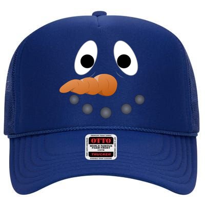 Funny Snowman Face High Crown Mesh Back Trucker Hat