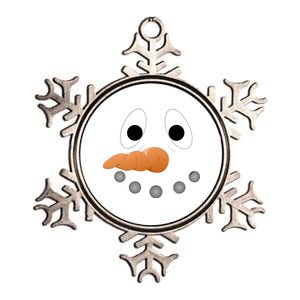 Funny Snowman Face Metallic Star Ornament