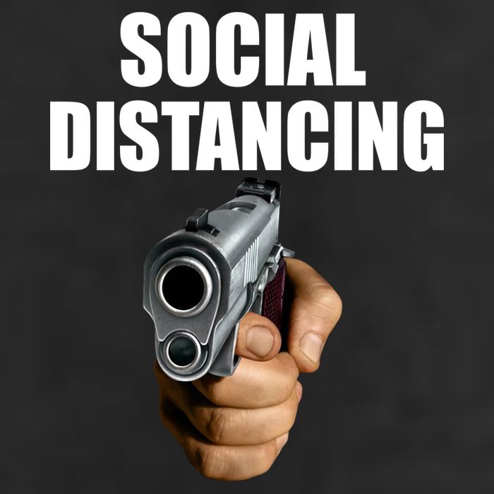 Funny Social Distancing Gun Cool Comfort Performance Bucket Hat