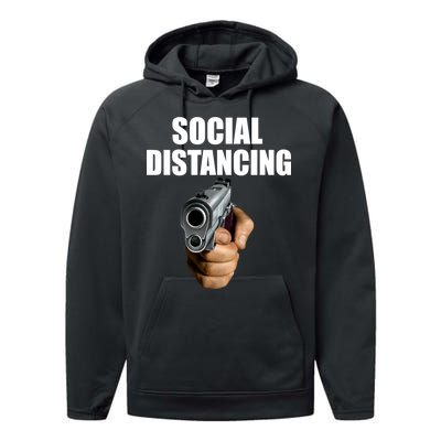 Funny Social Distancing Gun Performance Fleece Hoodie