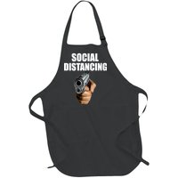 Funny Social Distancing Gun Full-Length Apron With Pockets