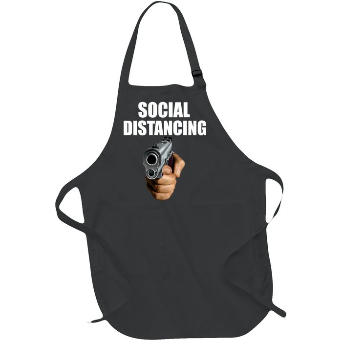 Funny Social Distancing Gun Full-Length Apron With Pockets