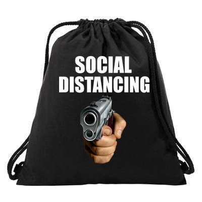 Funny Social Distancing Gun Drawstring Bag