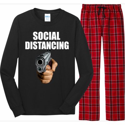 Funny Social Distancing Gun Long Sleeve Pajama Set