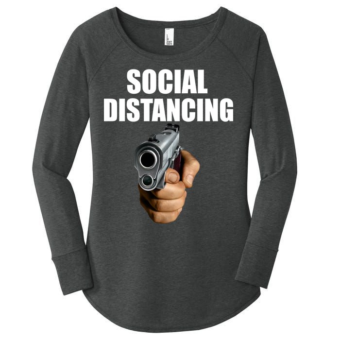 Funny Social Distancing Gun Women's Perfect Tri Tunic Long Sleeve Shirt