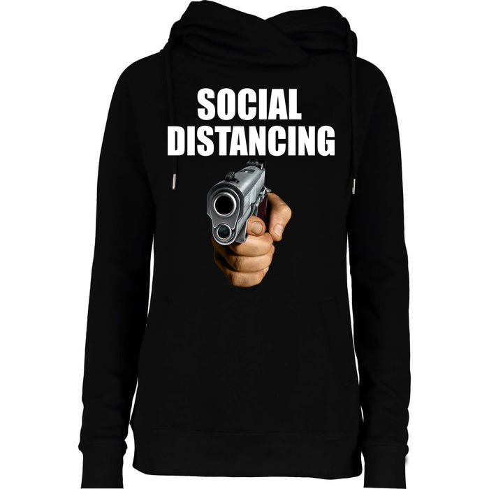 Funny Social Distancing Gun Womens Funnel Neck Pullover Hood