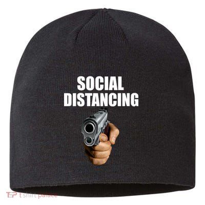 Funny Social Distancing Gun Sustainable Beanie