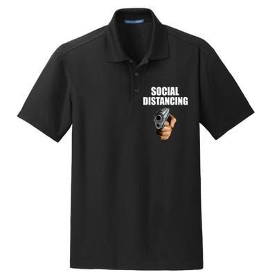 Funny Social Distancing Gun Dry Zone Grid Polo