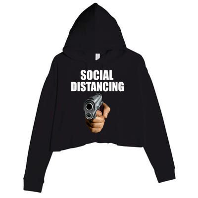 Funny Social Distancing Gun Crop Fleece Hoodie