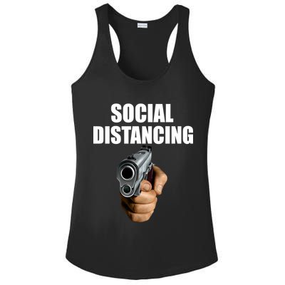 Funny Social Distancing Gun Ladies PosiCharge Competitor Racerback Tank