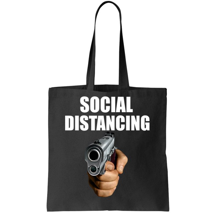 Funny Social Distancing Gun Tote Bag