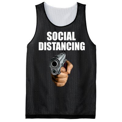 Funny Social Distancing Gun Mesh Reversible Basketball Jersey Tank